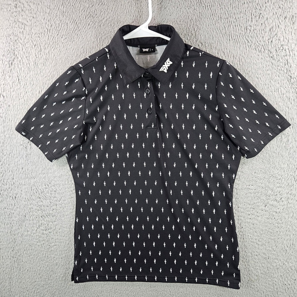 PXG Womens Black Cactus Print Golf Polo Shirt Short Sleeve Small